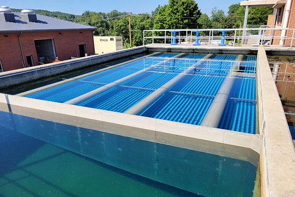 Tube settlers at water treatment facility.